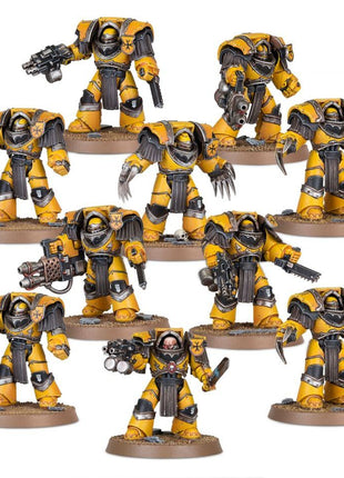 Dit is een afbeelding van het miniatuur Cataphractii Terminator Squad - Horus heresy voor het spel Warhammer, te koop bij Tabletop Miniature Wargames spellenwinkel Speldorado in delft