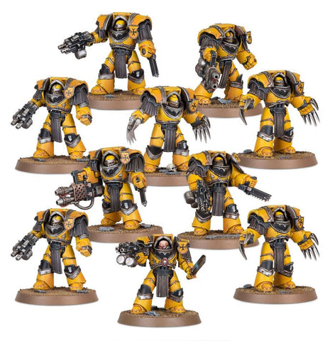 Dit is een afbeelding van het miniatuur Cataphractii Terminator Squad - Horus heresy voor het spel Warhammer, te koop bij Tabletop Miniature Wargames spellenwinkel Speldorado in delft