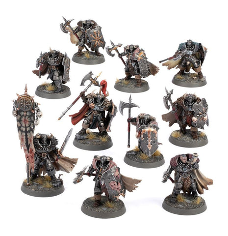 Dit is een afbeelding van het miniatuur Chaos warriors - Slaves to Darkness voor het spel Warhammer, te koop bij Tabletop Miniature Wargames spellenwinkel Speldorado in delft