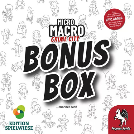 Afbeelding van het spel Crime City - Bonus Box - Micro Macro, te koop bij Speldorado. Het spel bevat gedetailleerde stadskaarten en misdaadscènes.