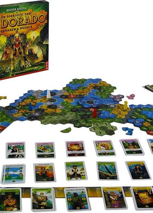 Dit is een foto van het spel Gevaren En Muisca - De Zoektocht Naar El Dorado te koop bij Speldorado Spellenwinkel Delft