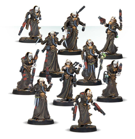Dit is een afbeelding van het miniatuur Delaque Gang - Necromunda voor het spel Warhammer, te koop bij Tabletop Miniature Wargames spellenwinkel Speldorado in delft