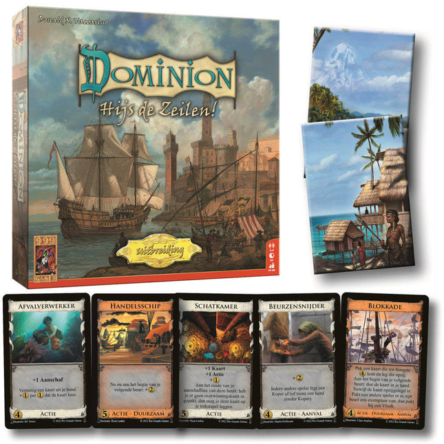 Dit is een foto van het spel Hijs De Zeilen - Dominion te koop bij Speldorado Spellenwinkel Delft