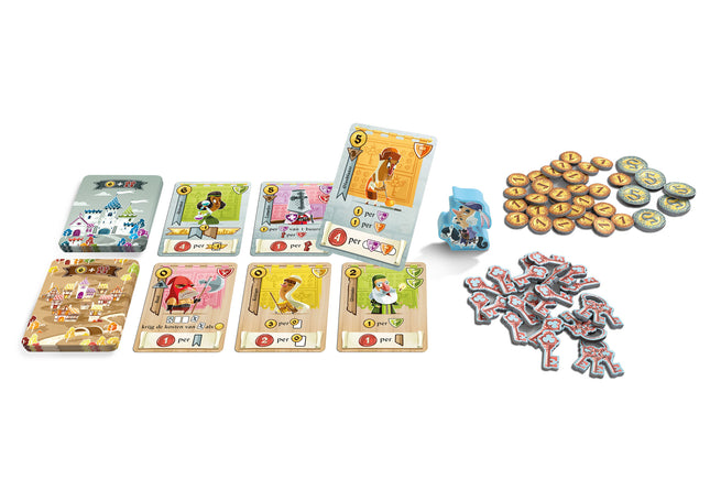 Spelers creëren een 3×3 card tableau via drafting in Castle Combo – strategisch en snel.