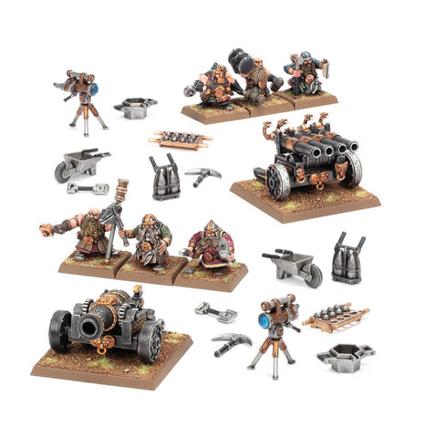 Dit is een afbeelding van het miniatuur Dwarf Cannon & Organ Gun - Dwarfen Mountain Holds voor het spel Warhammer, te koop bij Tabletop Miniature Wargames spellenwinkel Speldorado in delft