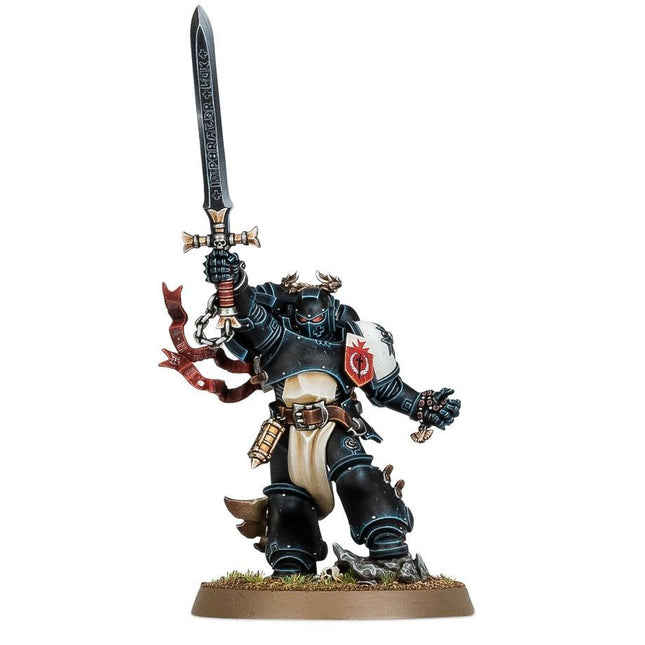 Dit is een afbeelding van het miniatuur Emperor'S Champion - Black Templars voor het spel Warhammer, te koop bij Tabletop Miniature Wargames spellenwinkel Speldorado in delft
