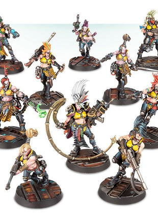 Dit is een afbeelding van het miniatuur Escher Gang - Necromunda voor het spel Warhammer, te koop bij Tabletop Miniature Wargames spellenwinkel Speldorado in delft