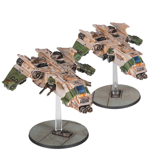 Dit is een foto van het spel Fire Raptor Gunship Squadron - Adeptus Astartes te koop bij Speldorado Spellenwinkel Delft