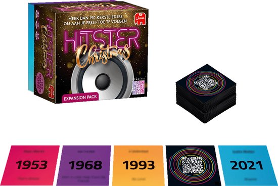 Spelers bouwen een muziek‑tijdlijn met iconische kersthits in de Kerstuitbreiding.