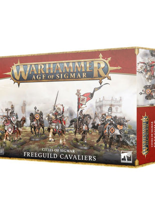 Dit is een afbeelding van het miniatuur Freeguild Cavaliers - Cities of Sigmar voor het spel Warhammer, te koop bij Tabletop Miniature Wargames spellenwinkel Speldorado in delft