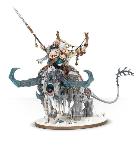 Dit is een afbeelding van het miniatuur Frostlord On Stonehorn - Ogur Mawtribes voor het spel Warhammer, te koop bij Tabletop Miniature Wargames spellenwinkel Speldorado in delft