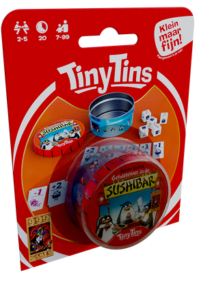 Geharrewar in de Sushibar- tiny tins – gezellig dobbelspel – 2 tot 4 spelers