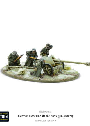 German Heer (Winter) 75mm Pak 40 Anti Tank Gun voor Bolt Action - duitsers artillery schaal 1:58 miniatuur