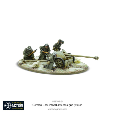 German Heer (Winter) 75mm Pak 40 Anti Tank Gun voor Bolt Action - duitsers artillery schaal 1:58 miniatuur