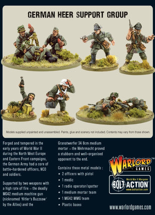Dit is een foto van het spel German Heer Support Group (HQ, Mortar & MMG) te koop bij Speldorado Spellenwinkel Delft