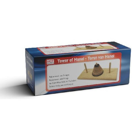 Toren Van Hanoi Rubberwood 9 Discs hersenbreker  - Handelsonderneming Telgenkamp