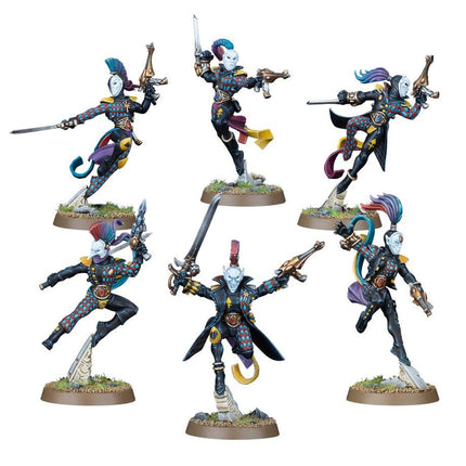 Dit is een afbeelding van het miniatuur Harlequin Troupe - Aeldari voor het spel Warhammer, te koop bij Tabletop Miniature Wargames spellenwinkel Speldorado in delft