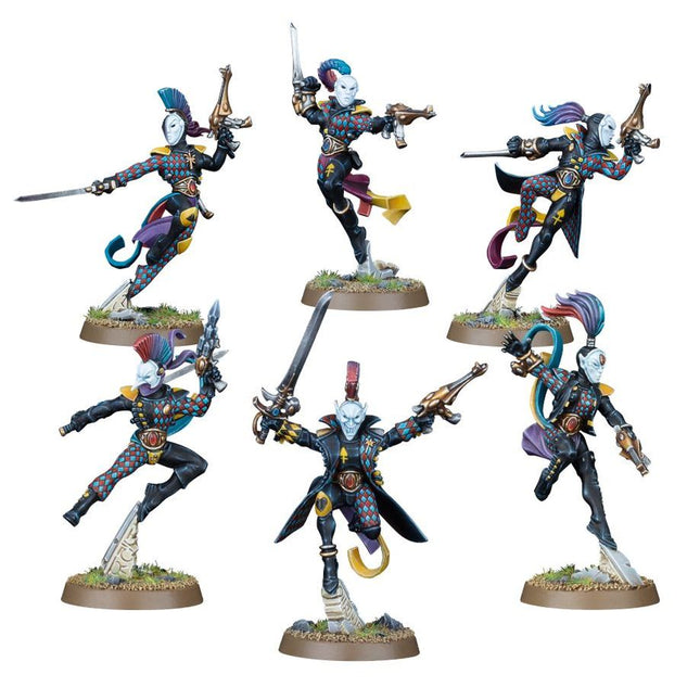 Dit is een afbeelding van het miniatuur Harlequin Troupe - Aeldari voor het spel Warhammer, te koop bij Tabletop Miniature Wargames spellenwinkel Speldorado in delft