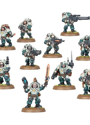 Dit is een afbeelding van het miniatuur Hearthkyn Warriors - Leagues of Votann voor het spel Warhammer, te koop bij Tabletop Miniature Wargames spellenwinkel Speldorado in delft