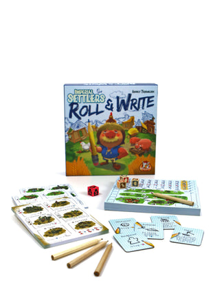 Dit is een foto van het spel Imperial Settlers Roll & Write te koop bij Speldorado Spellenwinkel Delft