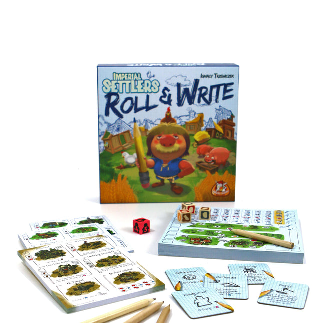 Dit is een foto van het spel Imperial Settlers Roll & Write te koop bij Speldorado Spellenwinkel Delft