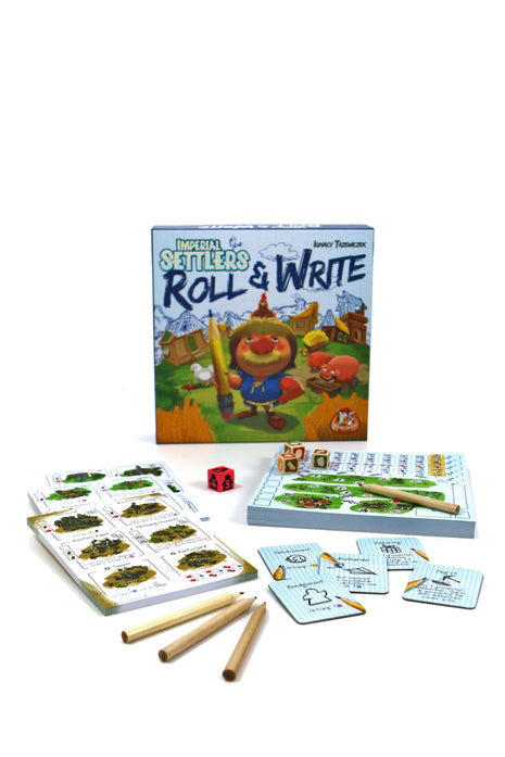 Dit is een foto van het spel Imperial Settlers Roll & Write te koop bij Speldorado Spellenwinkel Delft