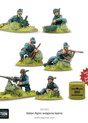 Dit is een foto van het spel Italian Alpini Weapons Teams te koop bij Speldorado Spellenwinkel Delft