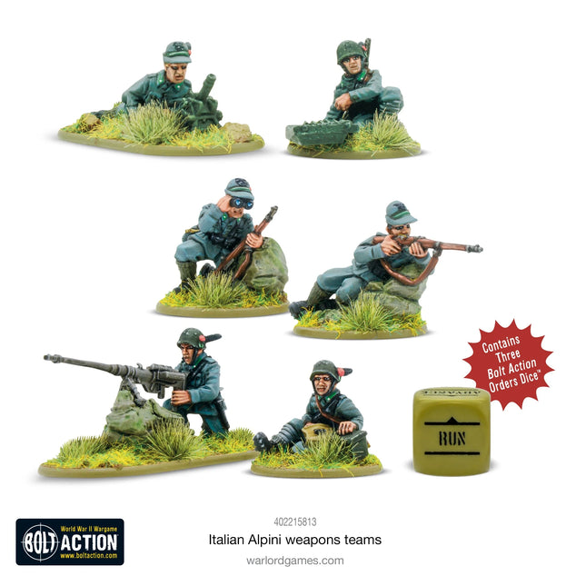 Dit is een foto van het spel Italian Alpini Weapons Teams te koop bij Speldorado Spellenwinkel Delft