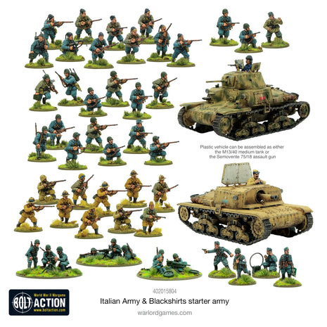 Italian Army - Blackshirts Starter Army voor Bolt Action - italianen infantry schaal 1:58 miniatuur