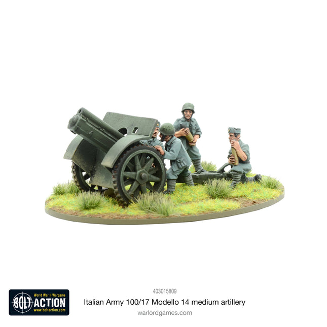 Dit is een foto van het spel Italian Army 100/17 Modello 14 Medium Artillery te koop bij Speldorado Spellenwinkel Delft