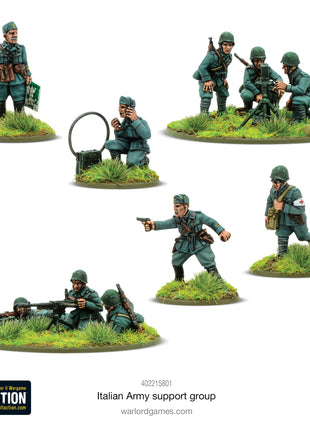 Italian Army Support Group (HQ, Mortar & MMG) voor Bolt Action - italianen infantry schaal 1:58 miniatuur