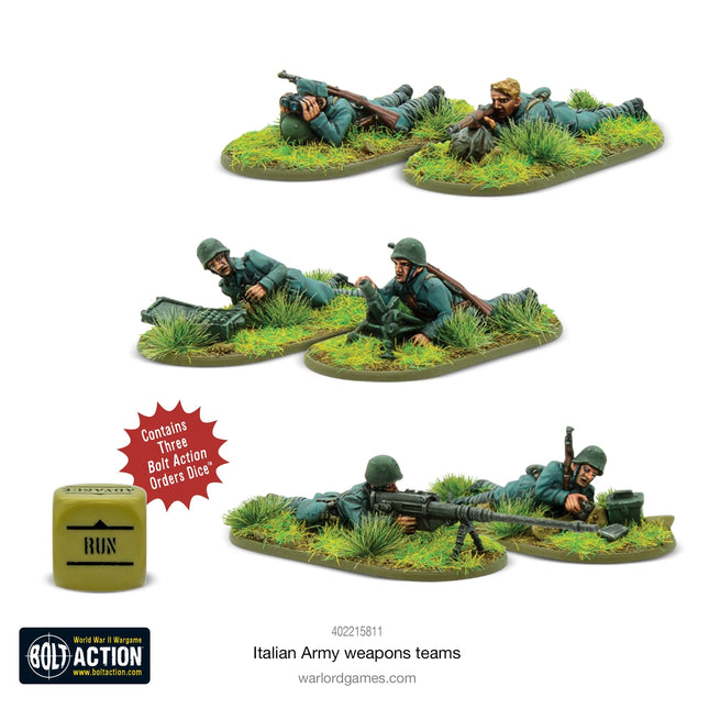 Dit is een foto van het spel Italian Army Weapons Teams te koop bij Speldorado Spellenwinkel Delft