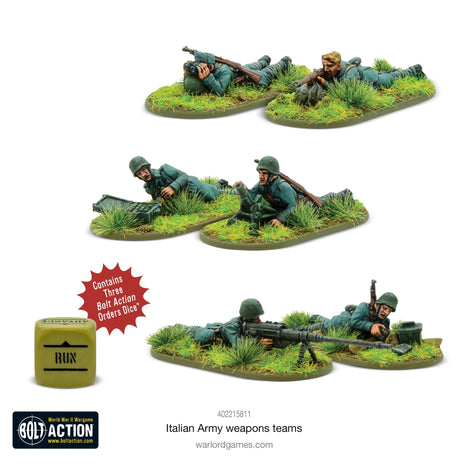 Dit is een foto van het spel Italian Army Weapons Teams te koop bij Speldorado Spellenwinkel Delft