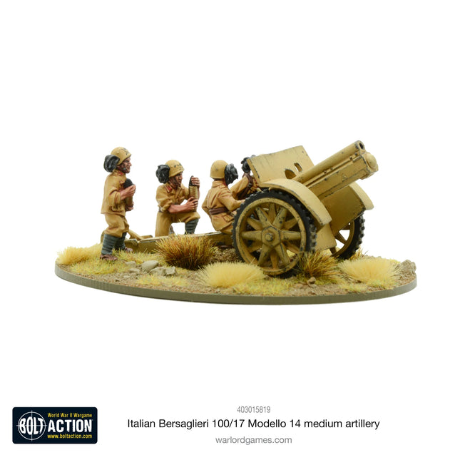 Dit is een foto van het spel Italian Bersaglieri 100/17 Modello 14 Medium Artillery te koop bij Speldorado Spellenwinkel Delft
