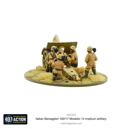 Dit is een foto van het spel Italian Bersaglieri 100/17 Modello 14 Medium Artillery te koop bij Speldorado Spellenwinkel Delft