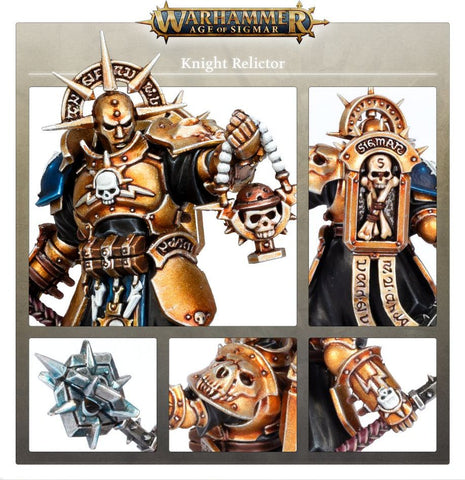 Dit is een afbeelding van het miniatuur Knight-Relictor - Stormcast Eternals voor het spel Warhammer, te koop bij Tabletop Miniature Wargames spellenwinkel Speldorado in delft