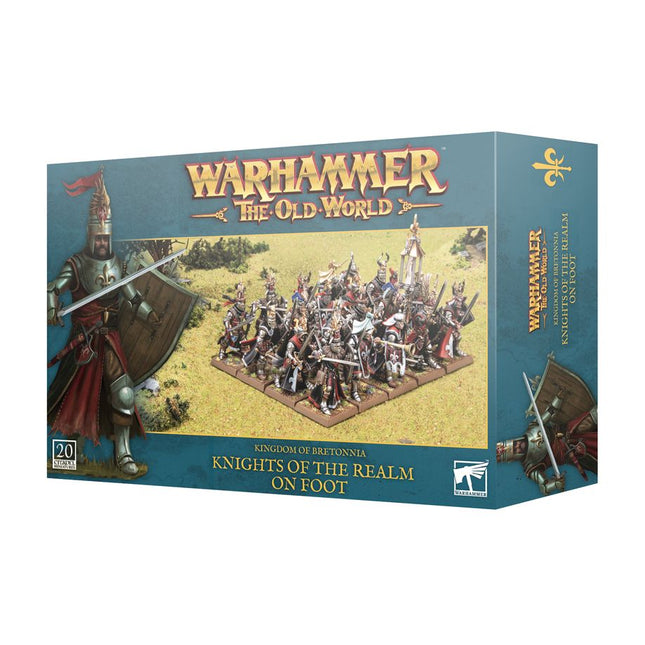 Dit is een afbeelding van het miniatuur Knights Of The Realm On Foot - Kingdom of Bretonnia voor het spel Warhammer, te koop bij Tabletop Miniature Wargames spellenwinkel Speldorado in delft