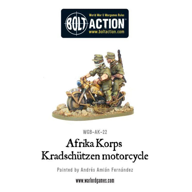 Dit is een foto van het spel Afrika Korps Kradschutzen Motorcycle te koop bij Speldorado Spellenwinkel Delft
