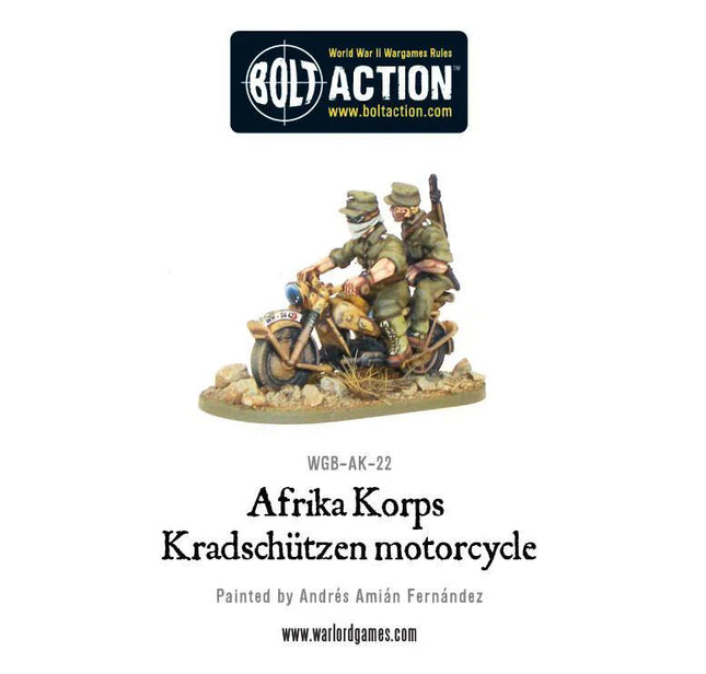 Dit is een foto van het spel Afrika Korps Kradschutzen Motorcycle te koop bij Speldorado Spellenwinkel Delft