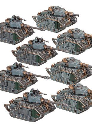 Dit is een afbeelding van het miniatuur Leman Russ Strike Squadron - Solar Auxilia voor het spel Warhammer, te koop bij Tabletop Miniature Wargames spellenwinkel Speldorado in delft