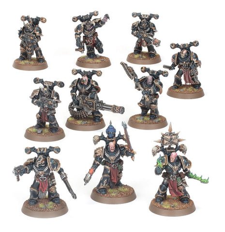 Dit is een afbeelding van het miniatuur Legionaries -Chaos Space Marines voor het spel Warhammer, te koop bij Tabletop Miniature Wargames spellenwinkel Speldorado in delft