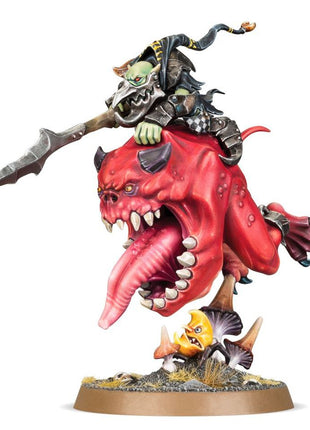 Dit is een foto van het spel Loonboss On Giant Cave Squig - Gloomspite Gitz te koop bij Speldorado Spellenwinkel Delft