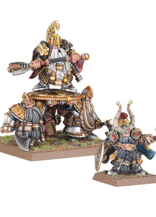 Dit is een afbeelding van het miniatuur Lords W/Shieldbearers - Dwarfen Mountain Holds voor het spel Warhammer, te koop bij Tabletop Miniature Wargames spellenwinkel Speldorado in delft