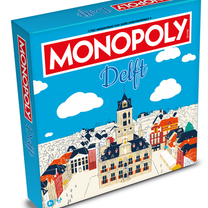 Bordspel Monopoly Delft met unieke Delftse locaties en pionnen.