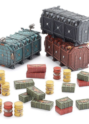 Dit is een afbeelding van het miniatuur Munitorum Armoured Containers - Battlezone voor het spel Warhammer, te koop bij Tabletop Miniature Wargames spellenwinkel Speldorado in delft