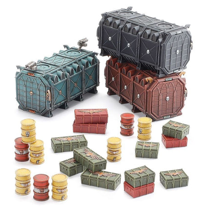 Dit is een afbeelding van het miniatuur Munitorum Armoured Containers - Battlezone voor het spel Warhammer, te koop bij Tabletop Miniature Wargames spellenwinkel Speldorado in delft