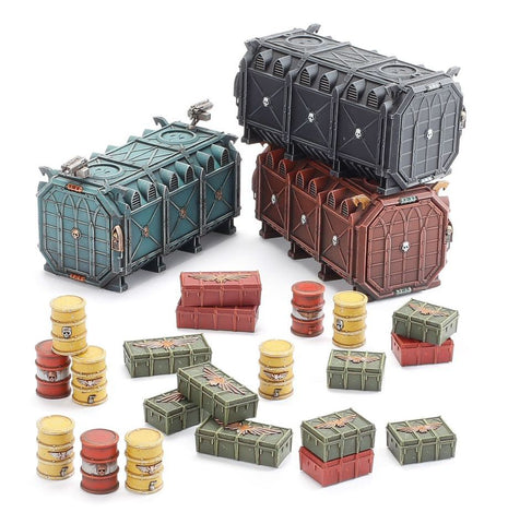 Dit is een afbeelding van het miniatuur Munitorum Armoured Containers - Battlezone voor het spel Warhammer, te koop bij Tabletop Miniature Wargames spellenwinkel Speldorado in delft