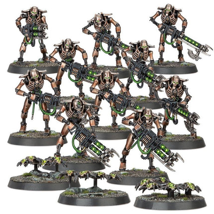 Dit is een afbeelding van het miniatuur Necron Warriors - Necrons voor het spel Warhammer, te koop bij Tabletop Miniature Wargames spellenwinkel Speldorado in delft