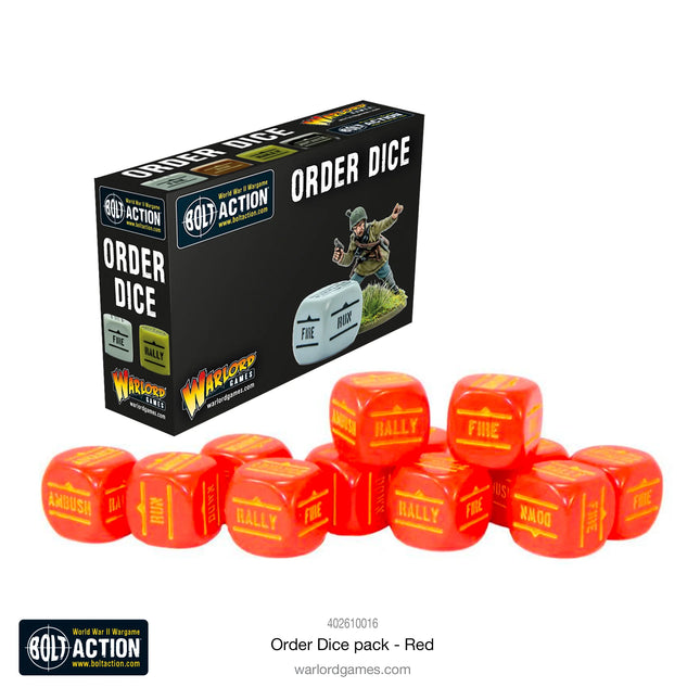Dit is een foto van het spel Orders Dice Pack - Red te koop bij Speldorado Spellenwinkel Delft