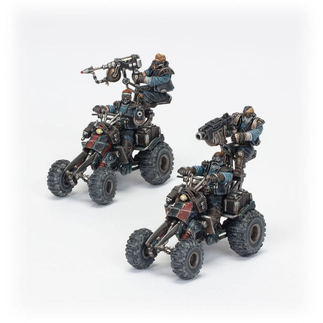 Dit is een foto van het spel Orlock Outrider Quads - Necromunda te koop bij Speldorado Spellenwinkel Delft